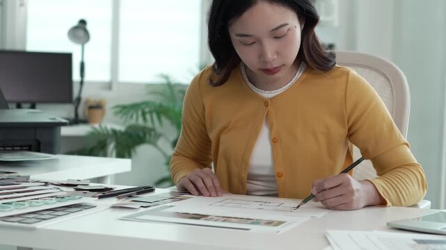 Architect could develop a concept for the design house in modern office.