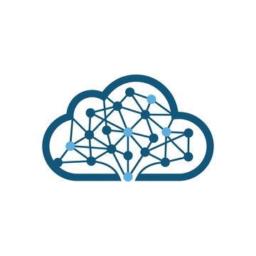 Cloud Computing Network Connection Logo with Neural Link Data Technology Concept