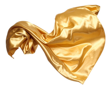 Goldenes Seidentuch isoliert auf transparentem Hintergrund 