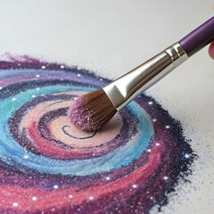 Fototapeta premium makeup brush creating galaxy swirl