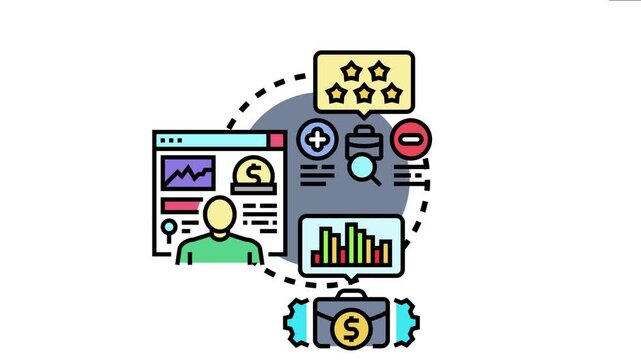 Business analytics assessment process involving data analysis, evaluating financial performance, establishing key performance indicators, and optimizing corporate strategy for improvements