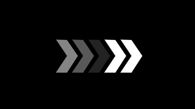 Abstract chevron arrow loading progress bar icon on black background