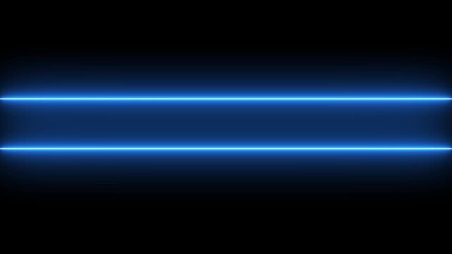 Abstract blue neon light lines glowing on dark background for futuristic technology design.