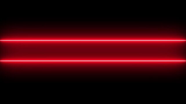 Abstract red neon light lines glowing on black background for futuristic digital design.
