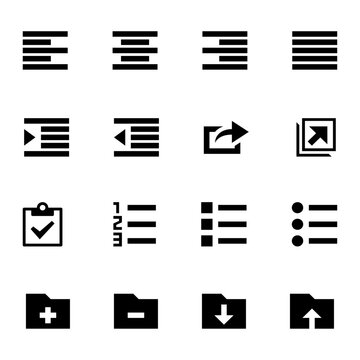 Text Alignment, List Formatting, and Folder Vector Icon. PNG Flat icon.