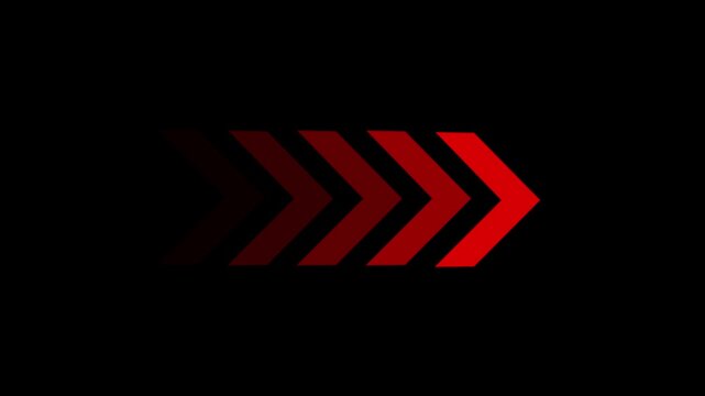 Red glowing arrow icons pointing right on black background for digital interface design.