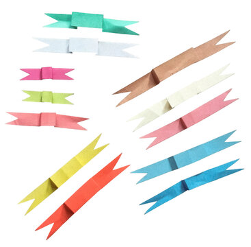 Abstract diagonal stripes in rainbow colors made by torn paper with white background.