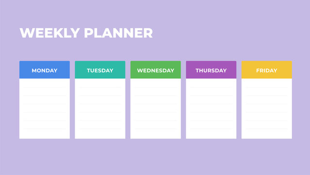 Colorful weekly planner template schedule organizer vector illustration