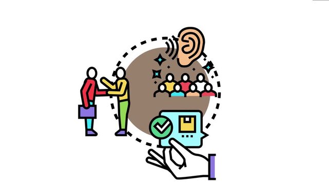 Business acknowledgment concept a person giving an acknowledgment while another person listens, surrounded by a team and a confirmed agreement or project