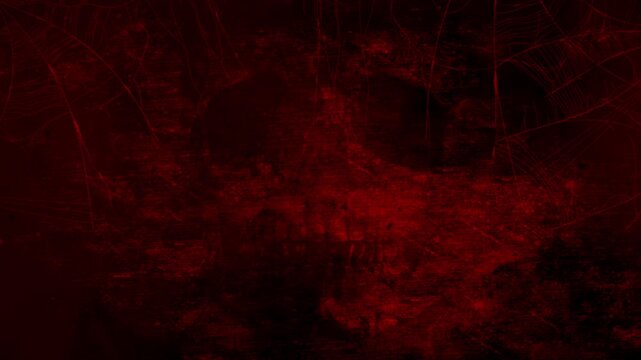 Spooky Red Grunge Horror Spiderwebs and Ghostly Skull Movie Film Halloween Scary Trailer Titles Cinematic Openers Intro Background