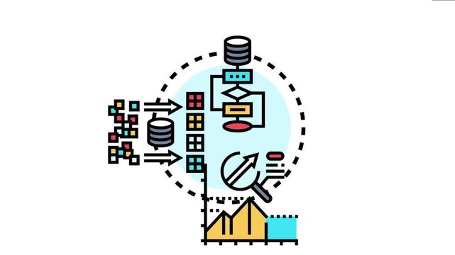 Business wide data management conceptual showing information processing, storage, transformation, and analytics for comprehensive organizational system strategy and efficiency