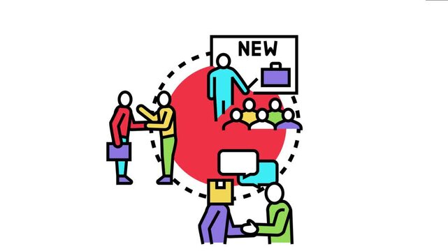 Business to people collaboration model modern teamwork, client relationship management, and diverse stakeholder interaction through presentation, meeting, and partnership concepts
