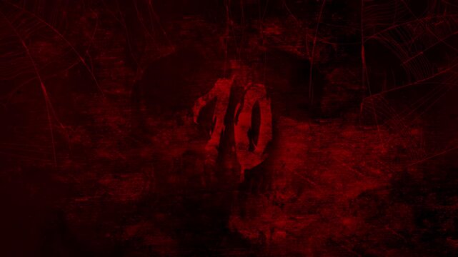 Countdown Spooky Red Grunge Horror Spiderwebs and Ghostly Skull Movie Film Halloween Scary Trailer Titles Cinematic Openers Intro Background