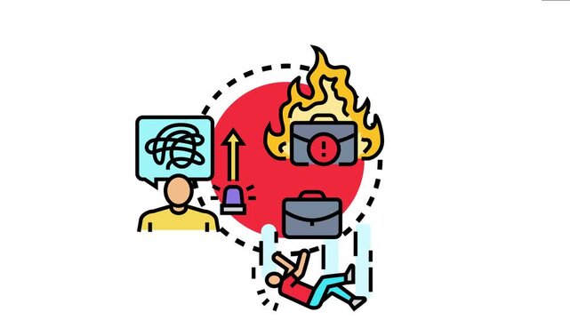 Employee experiencing professional burnout risk due to overwhelming work pressure and mental stress, leading to emotional exhaustion, job fatigue, and human breakdown