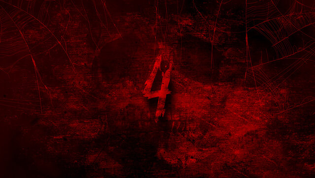 Countdown Spooky Red Grunge Horror Spiderwebs and Ghostly Skull Movie Film Halloween Scary Trailer Titles Cinematic Openers Intro Background