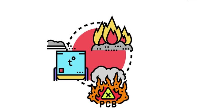 Burning refuse representing environmental hazard is converting waste to energy while releasing toxic fumes, contributing to global warming and ecosystem damage