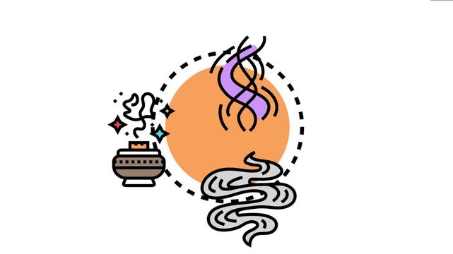 Incense holder releasing aromatic smoke and fragrance, representing concepts of aromatherapy, meditation, spirituality, relaxation, and scent diffusion
