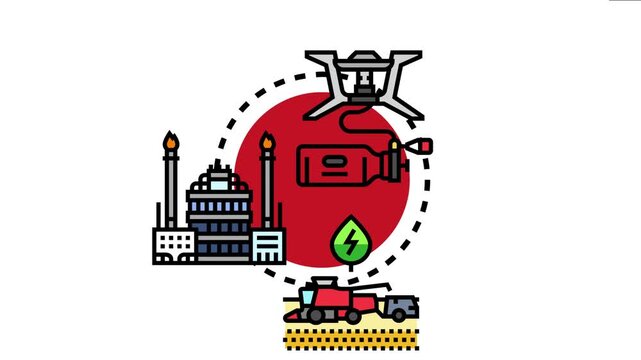 Burning fuel energy concept various forms of power generation and consumption, including industrial production, biomass energy, agricultural machinery, and camp cooking