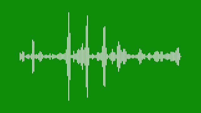 minimalist white line audio wave visualization on green background sound waveform spectrum animation for podcast audio frequency rhythm meter digital voice record effect 4k loop