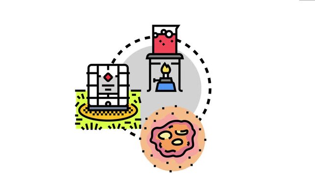 Chemical reaction displaying combustion with heat and dangerous chemicals, laboratory experiments and the potential hazards of volatile substances