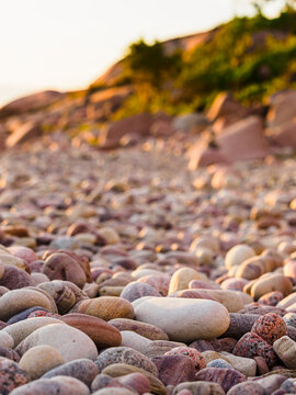 Abundant smooth pebbles at beach