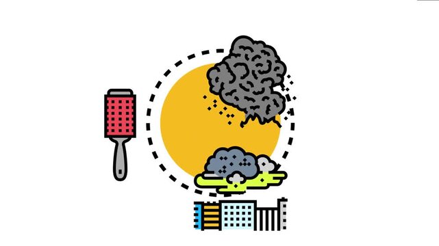 Burning brush and forest fires generate a large dark smoke cloud, causing environmental air pollution and impacting urban buildings