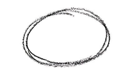 Fototapeta premium Hand drawn charcoal scribble oval frame with rough edges on a white background for artistic design and creative projects