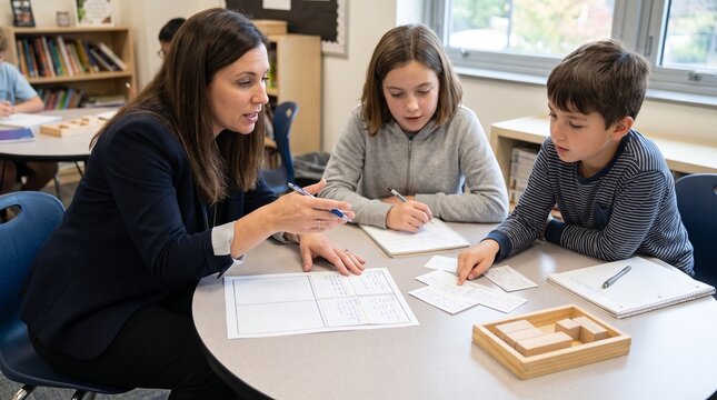 Teacher coaches a student pair through evidence based revision
