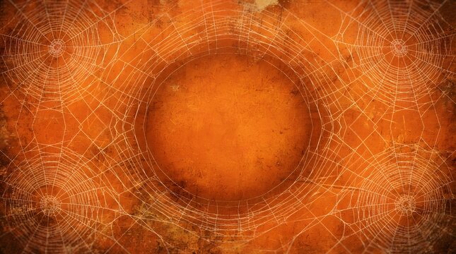 A vibrant and artistic orange textured halloween background featuring a glowing central circular light effect perfect for seasonal holiday designs and festive digital creative projects