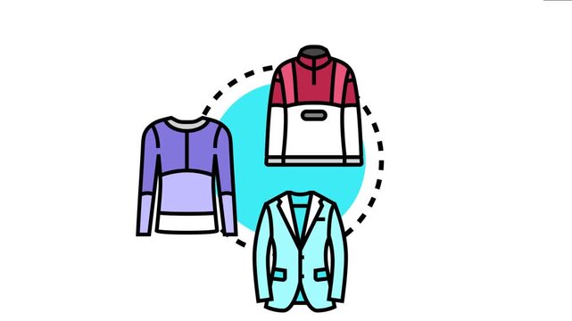 Grouping various types of clothing, including a jacket, a long sleeve shirt, and a blazer, suitable garments for cool weather protection and comfort