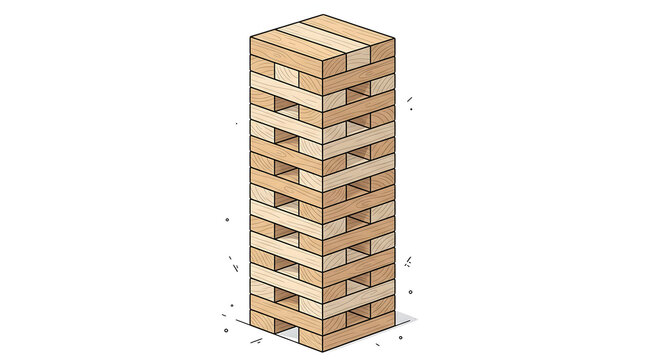 Stack of wooden blocks for a party game