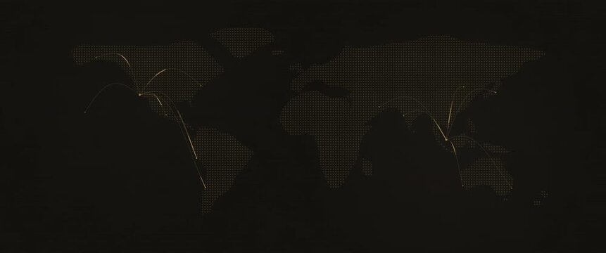 Cinematic widescreen amber hub arc world map anamorphic seamless loop