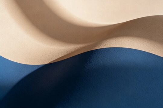 Abstract Textured Waves in Blue and Beige