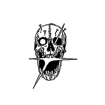 skull with nail and sparks vector illustration