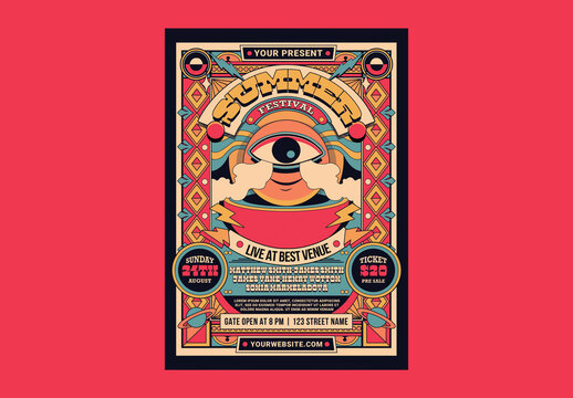 Retro Psychedelic Summer Music Festival