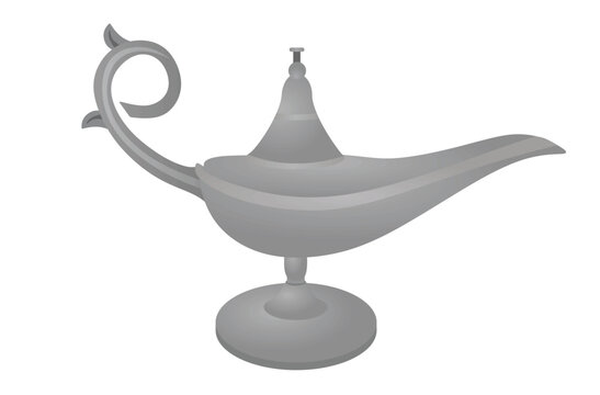 Grey old retro magic lamp. vector