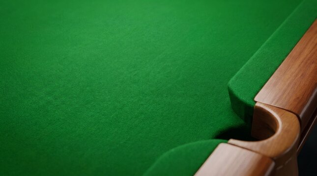 Detailed close-up macro shot of the fine green felt surface on a billiard pool table