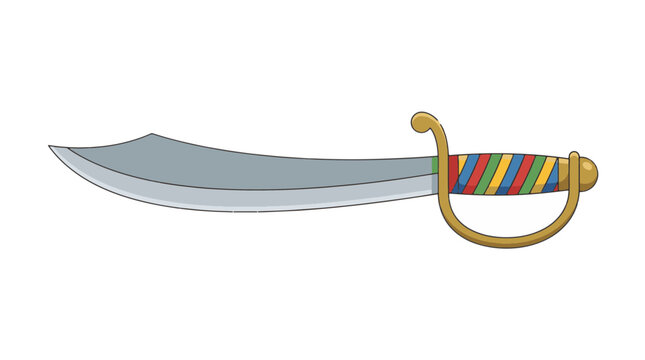 Pirate cutlass sword with colorful handle vector illustration