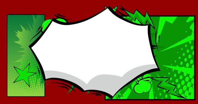 Cartoon background animation, comic book backdrop video. Retro comics pop art design.