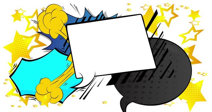 Cartoon background animation, comic book backdrop video. Retro comics pop art design.