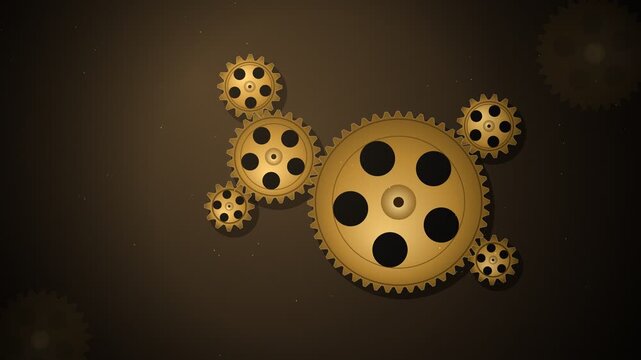 Brass Clockwork Gears Turning Mechanism Seamless Loop