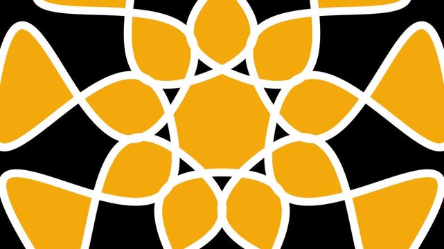 Hypnotic geometric mandala loop with looping gold lines and black negative space dynamic graphic motion asset.
