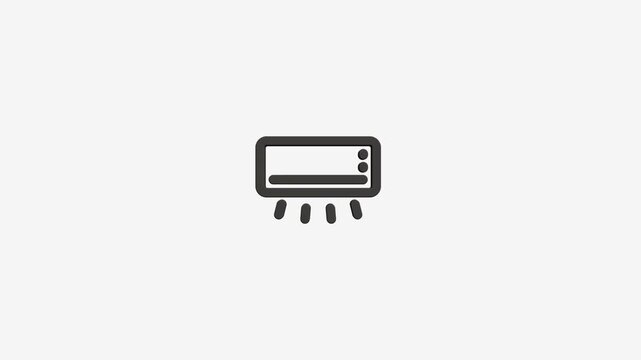 Minimalist animated air conditioner icon rotating on light background representing cooling systems motion.