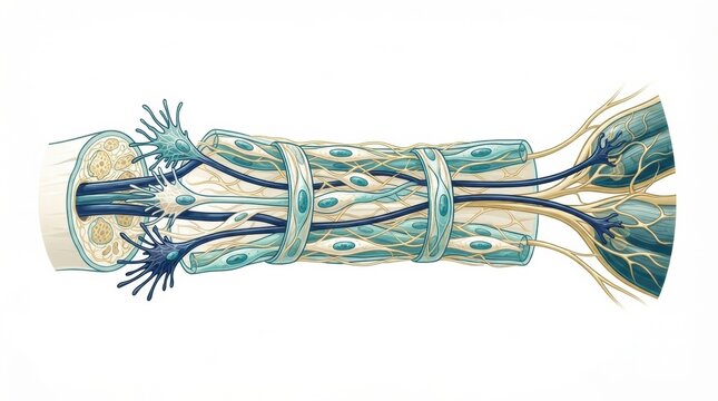 Visual representation of peripheral nerve anatomy with detail on nerve plexus and dermatome connections in spinal nerves located in the human body
