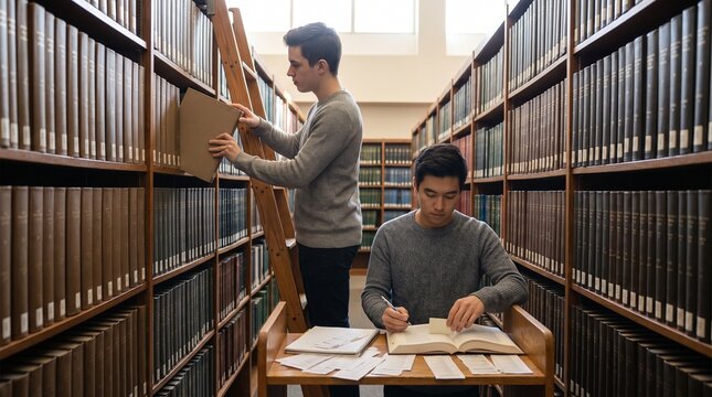 Pair of students trace questionable references in library stacks
