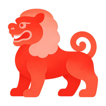 PNG Vibrant red lion illustration