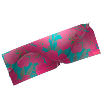 Pink Floral Washi Tape Strip with Wrinkled Paper Texture Mockup Illustration