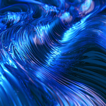 Abstract futuristic blue fluid wave 3D render background