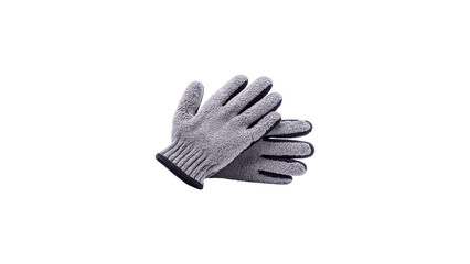 Pair of Grey Fleece Winter Gloves Isolated on White Background © Hxn_Tariq