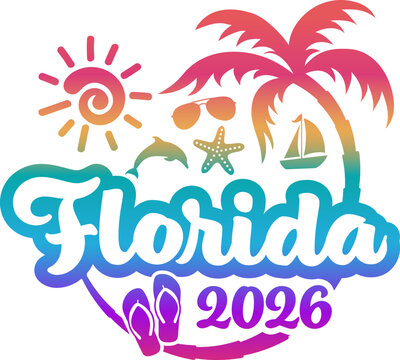 Florida 2026 - Vacation and Trip Elements- Palm Tree Sunglasses Dolphin